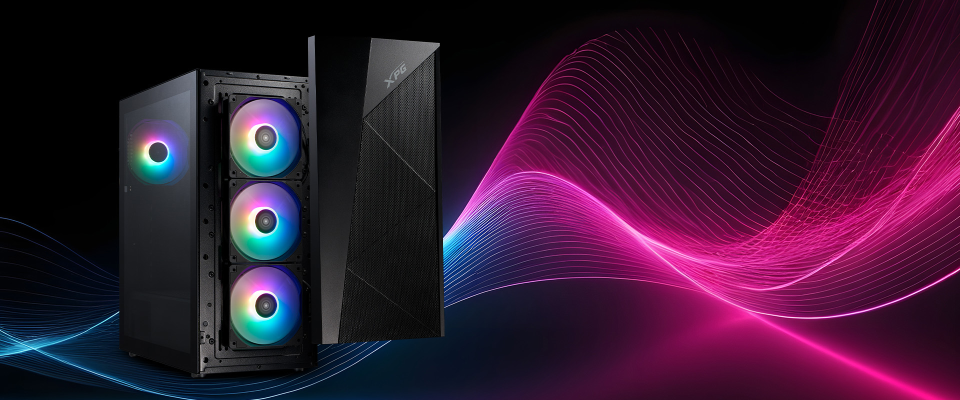 XPG LANDER 500 MID-TOWER Gaming PC Case CHASSIS with 4 Fans Black 15 0a372b89435d82c3d69f12174dc39bf2