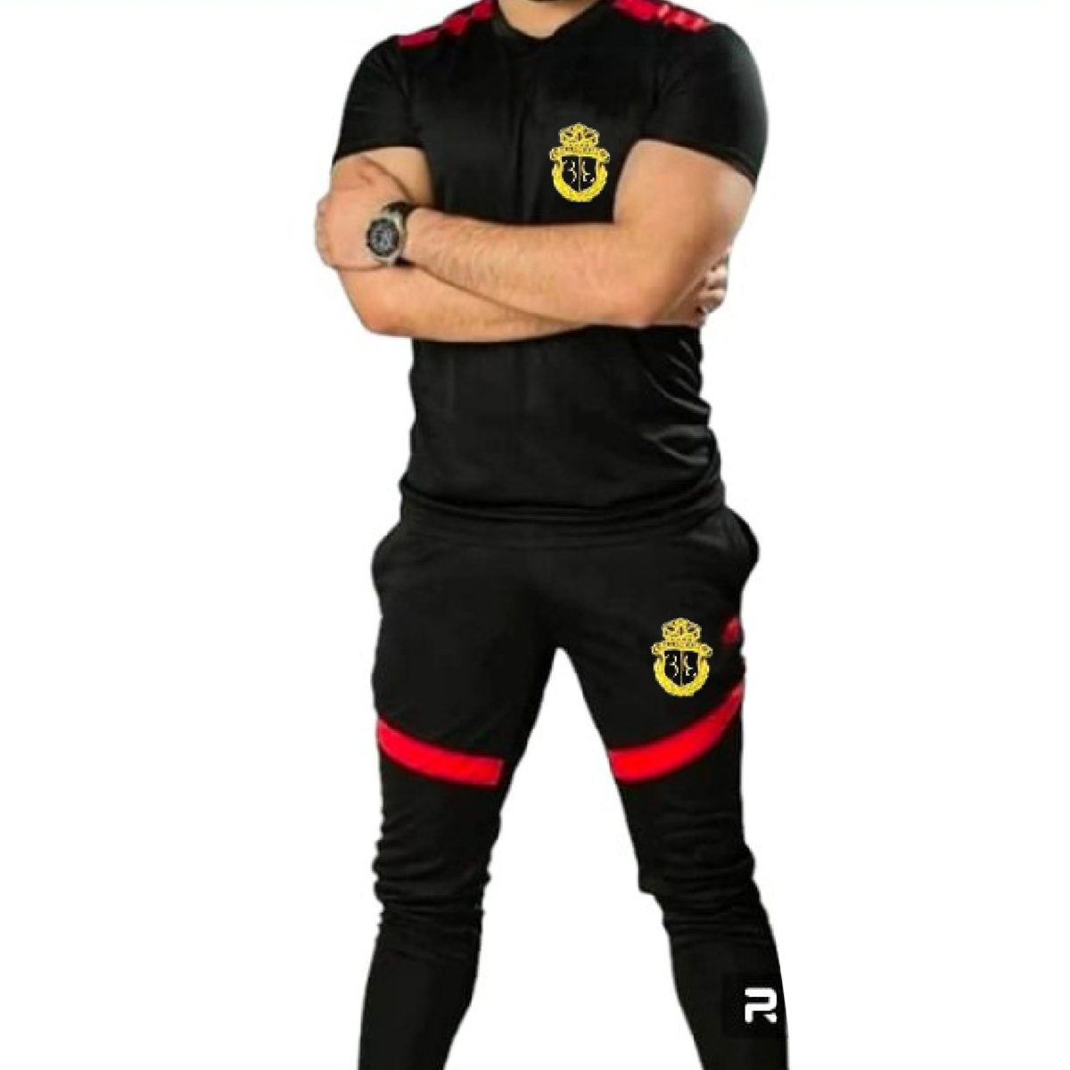 Summer Tracksuit For Men Export Quality French Cotton Casual Sports Style Black