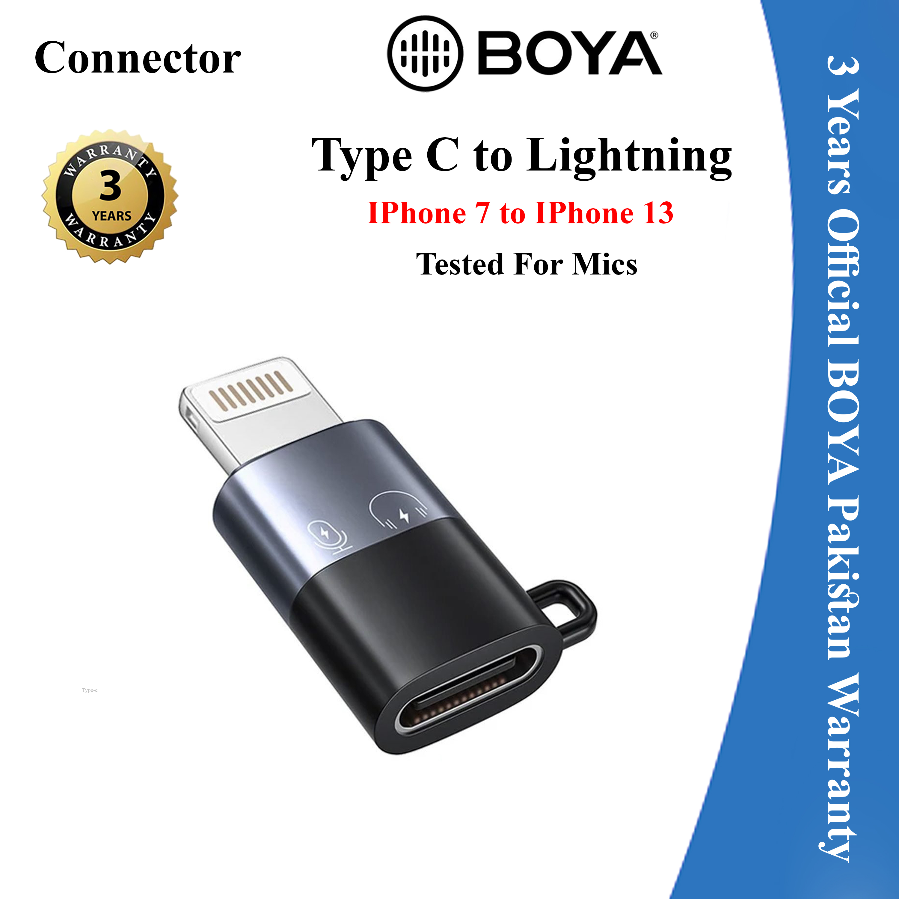 Microphone / Handsfree Connector Type C to Lightning Eye Phone Android for Wireless Mic Lavalier Converter For Boya and other mics