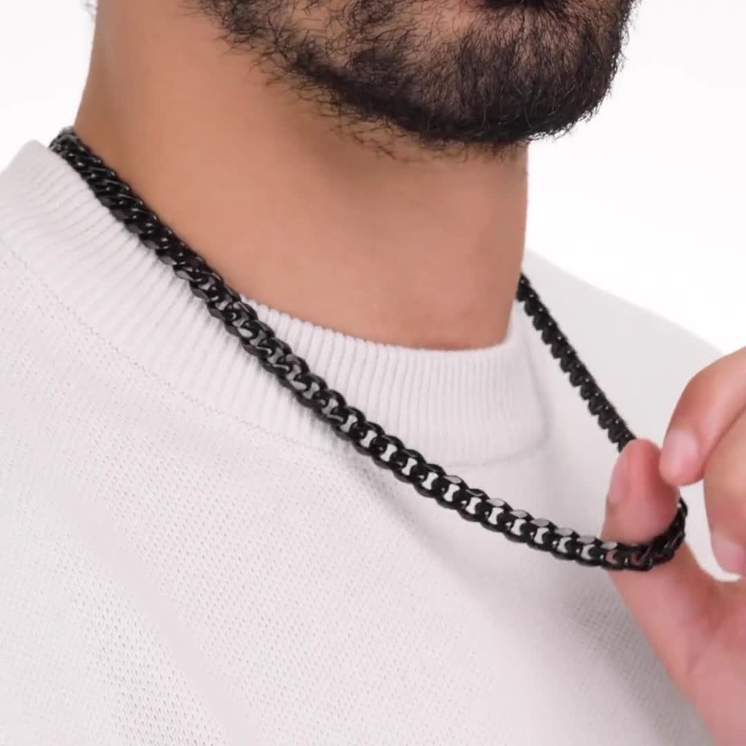 Silver/Black/Golden Stainless Steel Italian Thin Cuban Chain For Men/Boys Neck