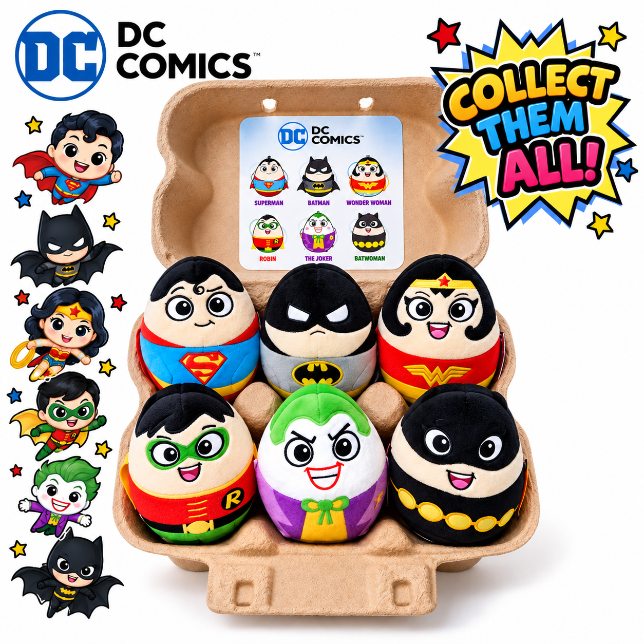 DC Comics Superhero Plush Toys – Superman Batman Wonder Woman Robin Joker & Batwoman Soft Stuffed Collectible Toys for Kids