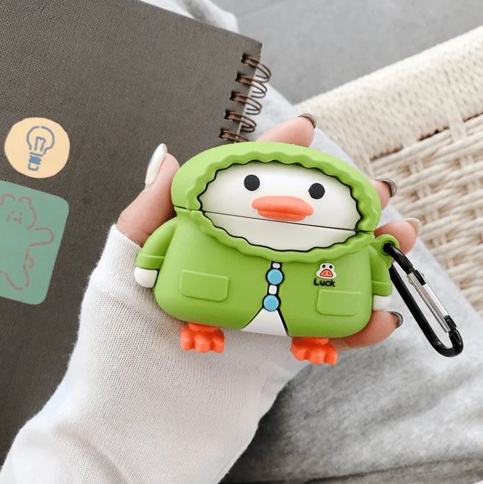 Cute Character 3D Silicone Protective Case Compatible for 𐤠irpods Pro 1 & 2 Case With Hook 𐤠irpods Protective Cover