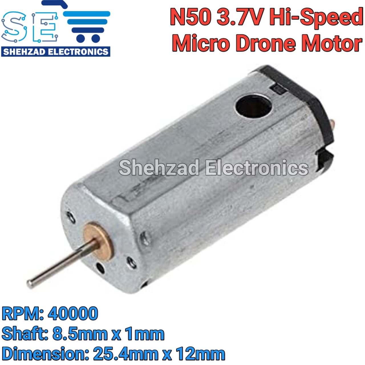N50 Micro DC Motor 3.7V Hi-Speed 40000 RPM Powerful Coreless Engine for RC Drones & Toys