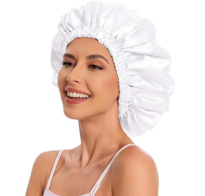 Satin Silk Bonnet for Sleeping - Double layer Soft Silk Cap Adjustable Silk Sleeping Caps .