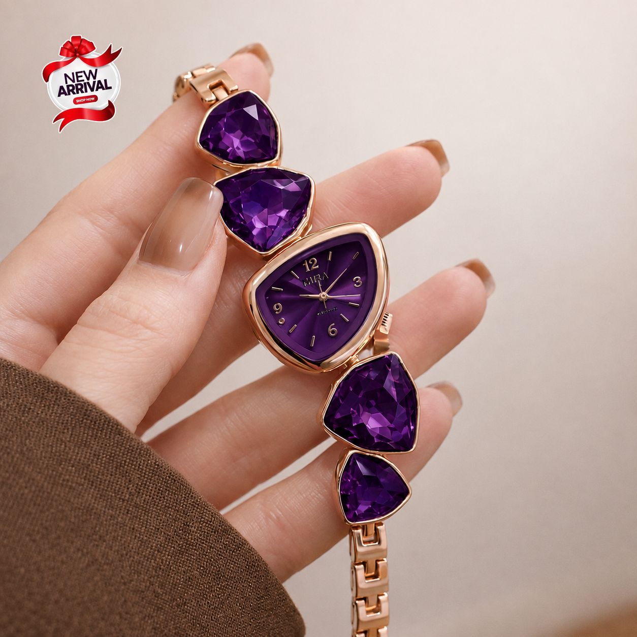 Premium Luxury Crystal Gemstone Ladies Watch | Elegant Fashion Bracelet Quartz Watch for Women