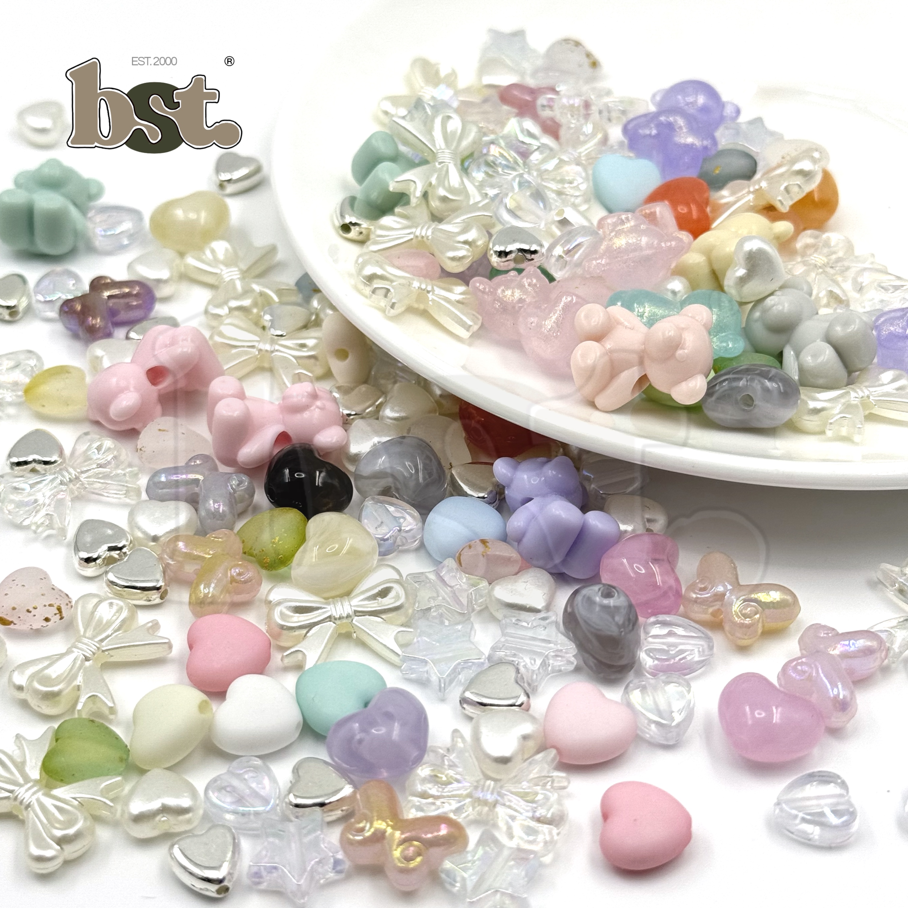25pc Beads Mix Chunky Beads Charms Beads Bow Beads Accessories DIY Accessories Plastic Charms Bow Charm BST