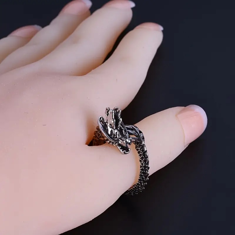 Elegant Dragon Design Alloy Ring, Unisex, Suitable for Gift | Single Ring Style