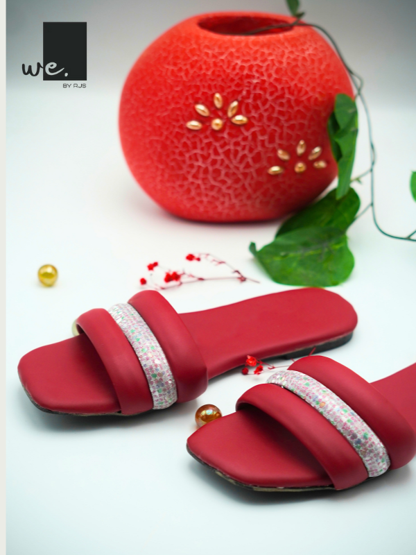 Glittered Bar Slides Casual Footwear for University & School Girls, Vibrant Colors with Stylish Comfort Fit