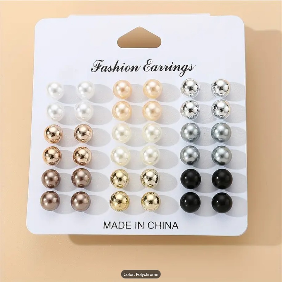 12 Pairs Imitation Pearl Stud Earrings Set – Multicolor Faux Pearl Stud Earrings for Women, Stylish & Elegant Simple Pearl Earrings Set – Lightweight, Non-Allergenic, Daily & Vacation Wear Jewelry Gift for Girlfriend