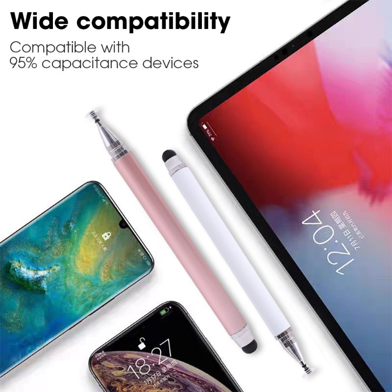 2 In 1 Stylish Universal Practical Dual-use Capacitive Tablet Stylus Pen Exquisite Double-headed Silicone Disc Drawing Tablet Phone Capacitor Pen