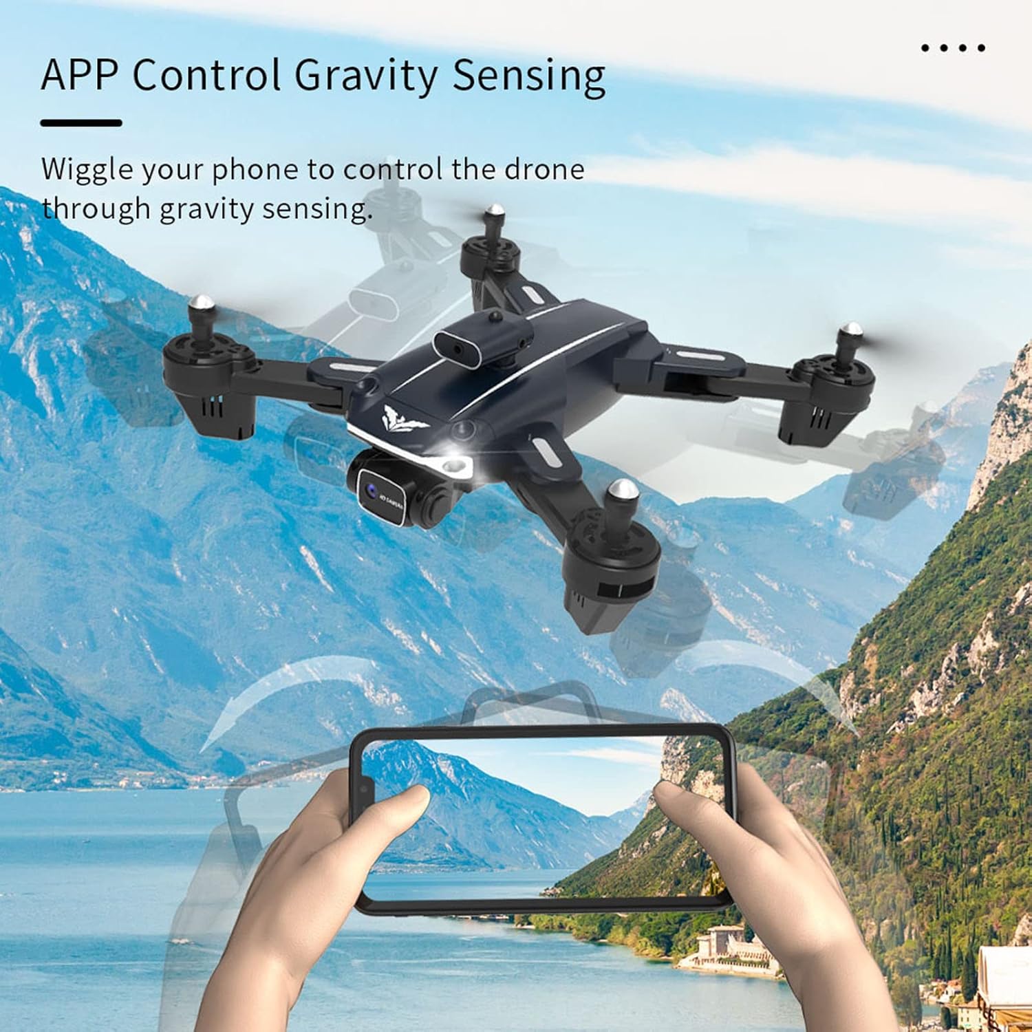 Mini Drone, Folding Drone, Mini RC Quadcopter, Drone with Camera for Adults, RC Quadcopter Toy Folding Obstacle Avoidance without Camera Quadcopter for Over 14 Black(3)