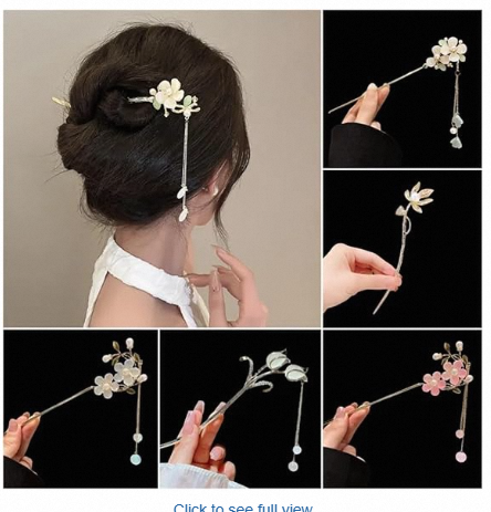 Handmade Flower Hair Sticks for Women – Vintage Spilli Per Capelli with Floral Design | Delicate Metal Hairpins for Bun Twist – Elegant Hair Accessories for Wedding Party Daily Use (01)