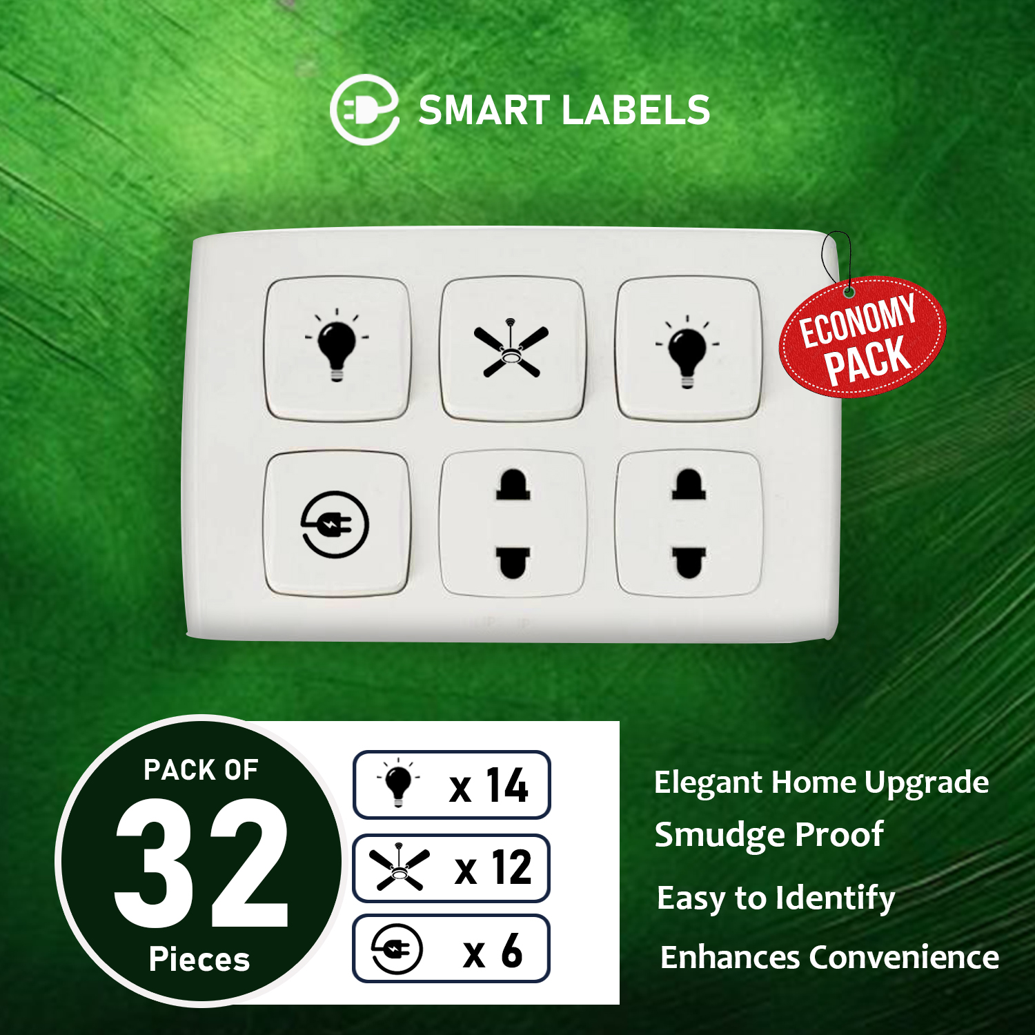Smart Switch Labels for home, office, classrooms modern switch board stickers
