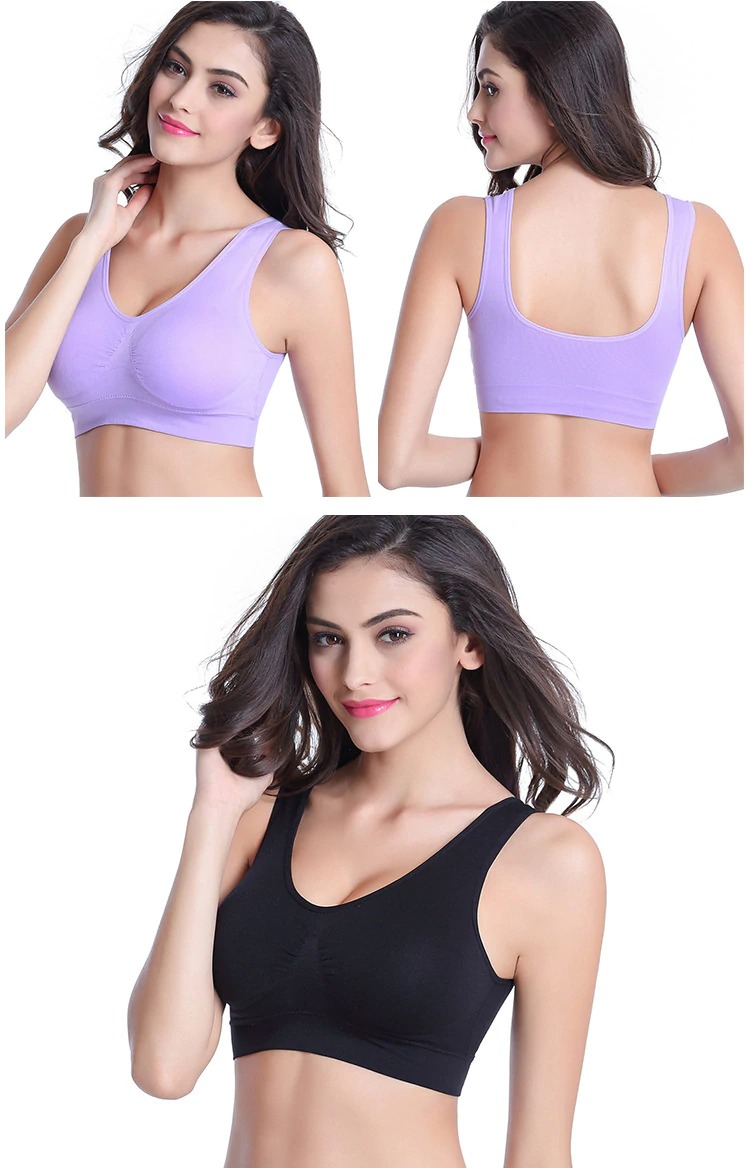Breathable Black Women Active Bra Professional Absorb Sweat Top