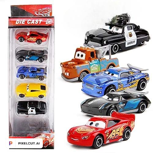 Pack Of 5 Mc Queen Metal Diecast Car Set For Kids