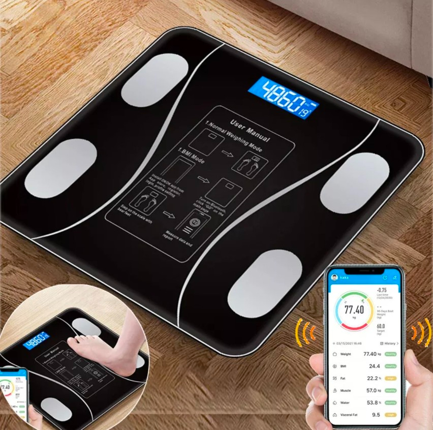 Digital Bluetooth Body Weight Scale 180kg Capacity  Smart Weighing Machine with Mobile App Sync BMI Body Fat Muscle Mass Water Analyzer  Bathroom Health Fitness Scale with LCD Display  Accurate Sturdy Durable Design for Home Adults Family Use