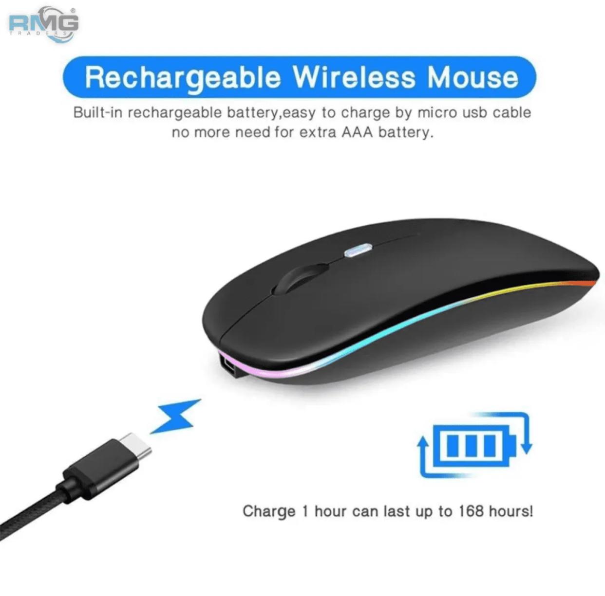 HP W10 Wireless Rechargeable Mouse With RGB Lights Adjustable DPI Silent Click With Ultra Thin
