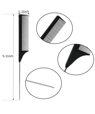 (1pcs)Parting Comb for Braids, Teasing Combs with Stainless Steel Pintail for Hair Styling Hairdressing