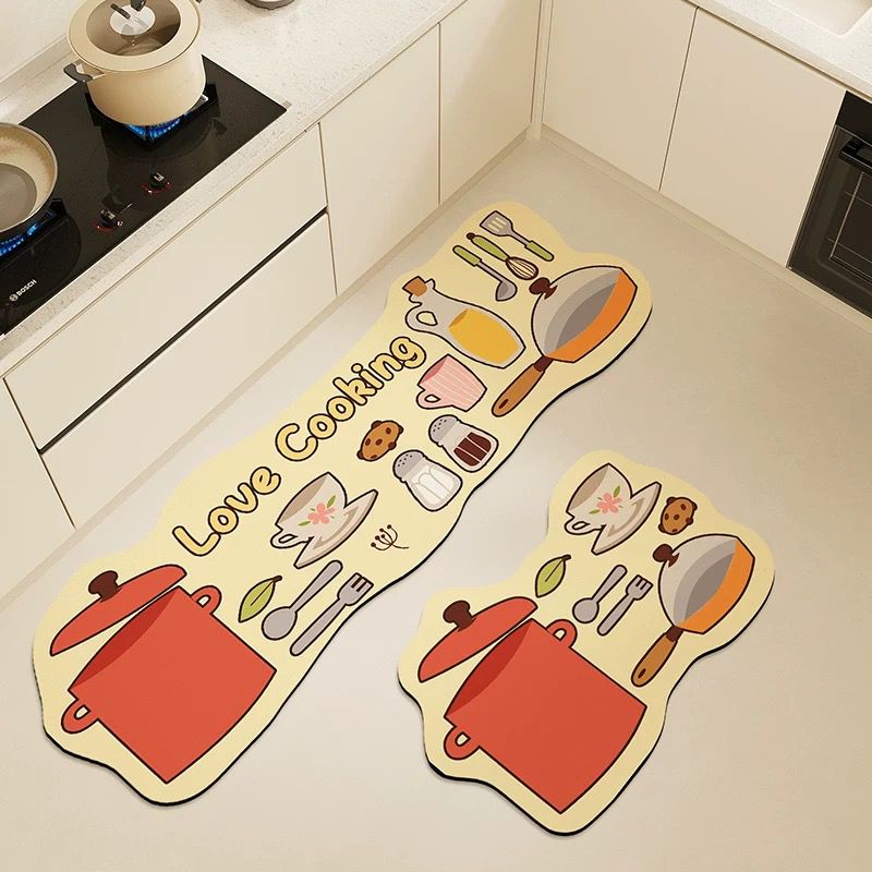 Creative Anti Slip Water Absorbent Floor Mat for Kitchen /Luxury Anti-Slip Kitchen Floor Mat Set – Ergonomic Cooking Comfort Rugs