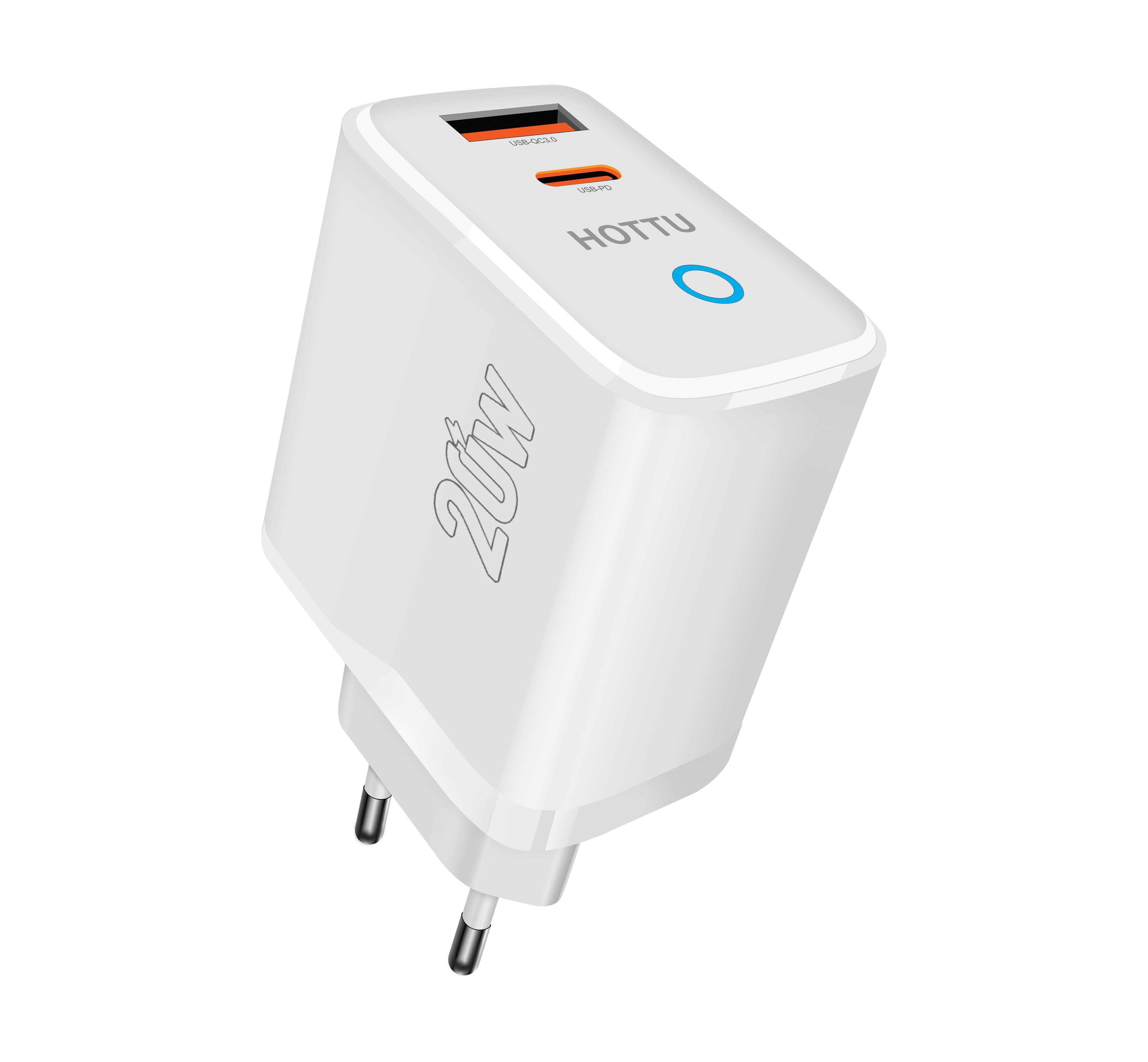 HOTTU FC21 20W USB+Type C Mobile Wall Charger QC 3.0, PD : Powerful and Versatile Fast Charging