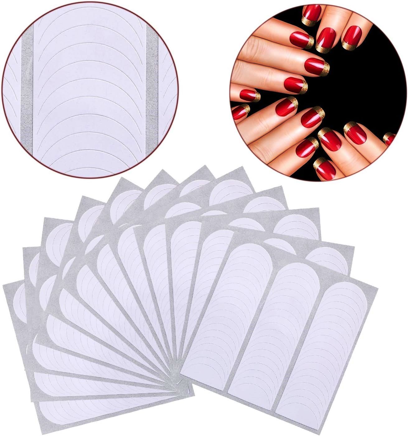 5 Sheets French Nail Art Stickers Smile Line Tip Guides Moon Shape Nail Stencil for Manicure French Tip Vinyl Stickers for DIY Nail Art & Toe Decoration