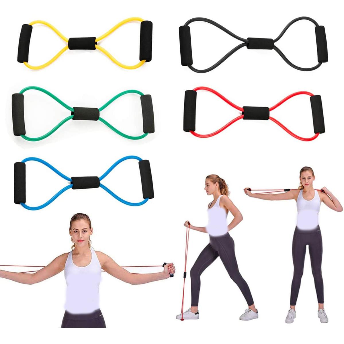 Resistance Training Stretching Bands Figure 8 Power Resistance Band Yoga  Gym Fitness Pulling Rope Exercise Gym Fitness Workout Bands Resistance Loop  for Home Fitness