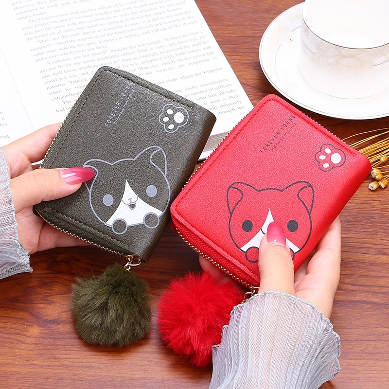Adorable Cat Design Small Wallet for Girls