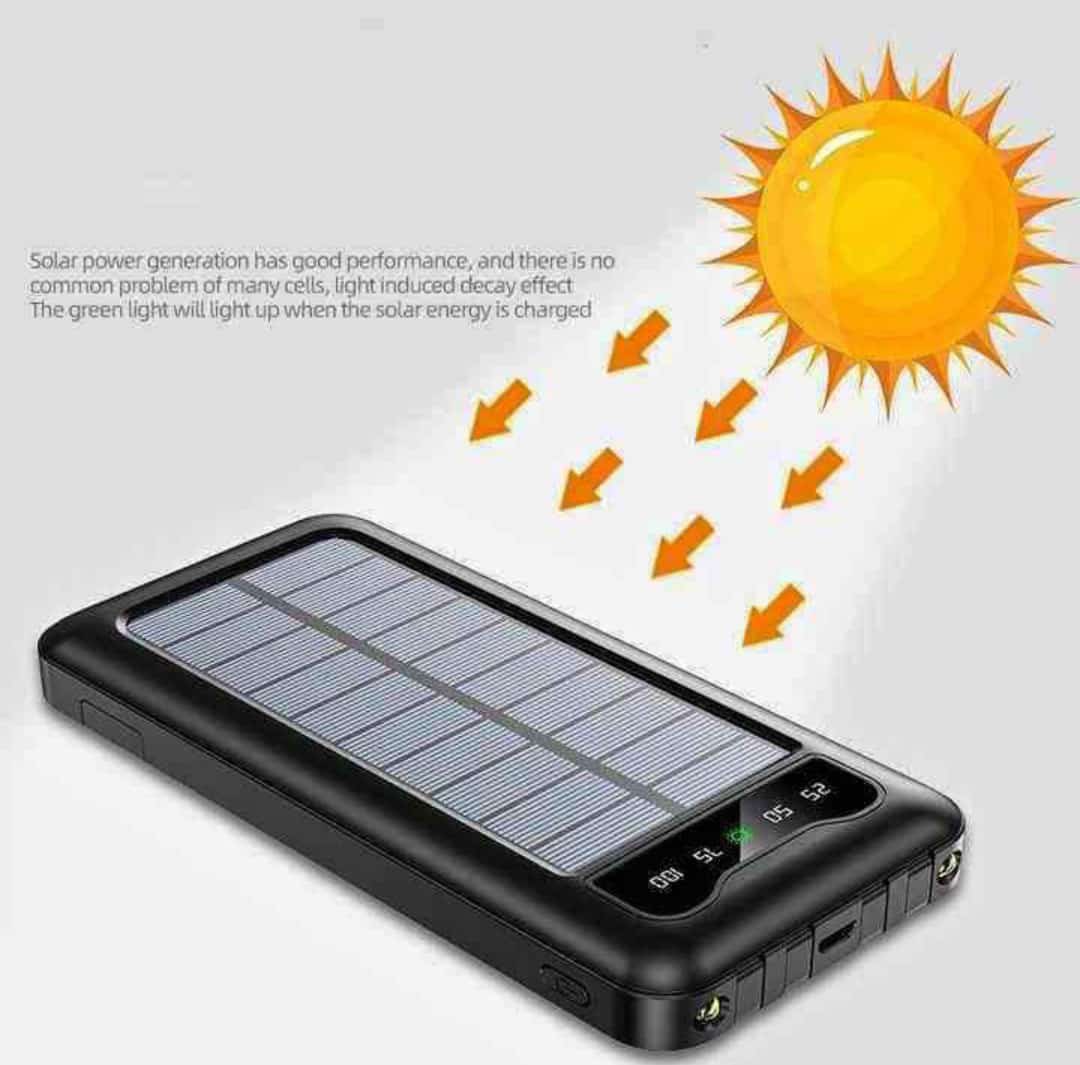 Solar Power Bank 10000mAh Built in 4 Cable Portable Charging Power bank USB Power  bank External Battery Charger For Xiaomi Mi iPhone
