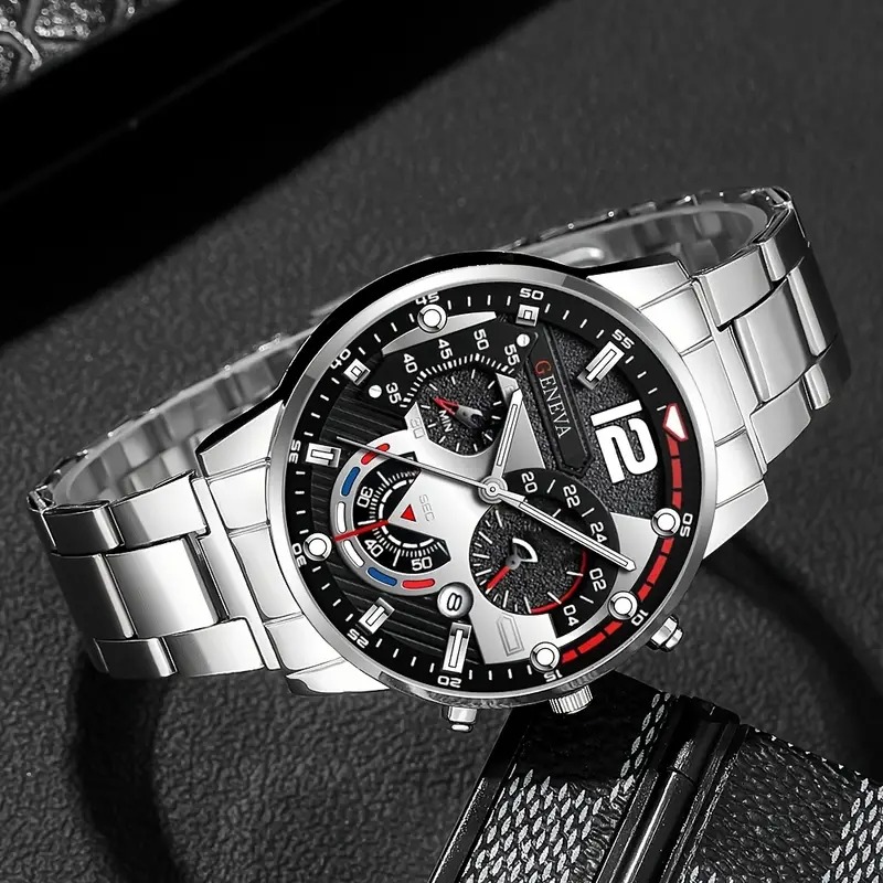 4pcs New Vintage Luxury Men's Quartz Watch Set Suitable for Various Occasions