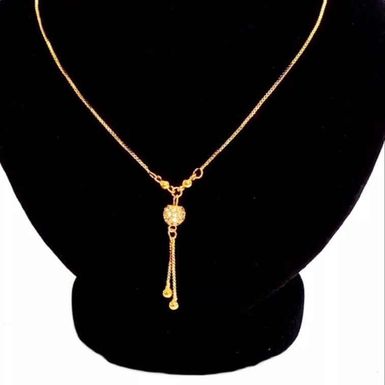Golden Chain & Ball Shape Locket Necklace for Girls / Women