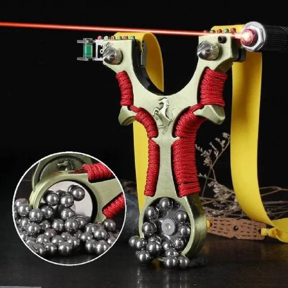 Metal Laser Gholal  For Kid And Adult For Outdoor Hunting Practice With Laser Aim Lever And Rubber Band