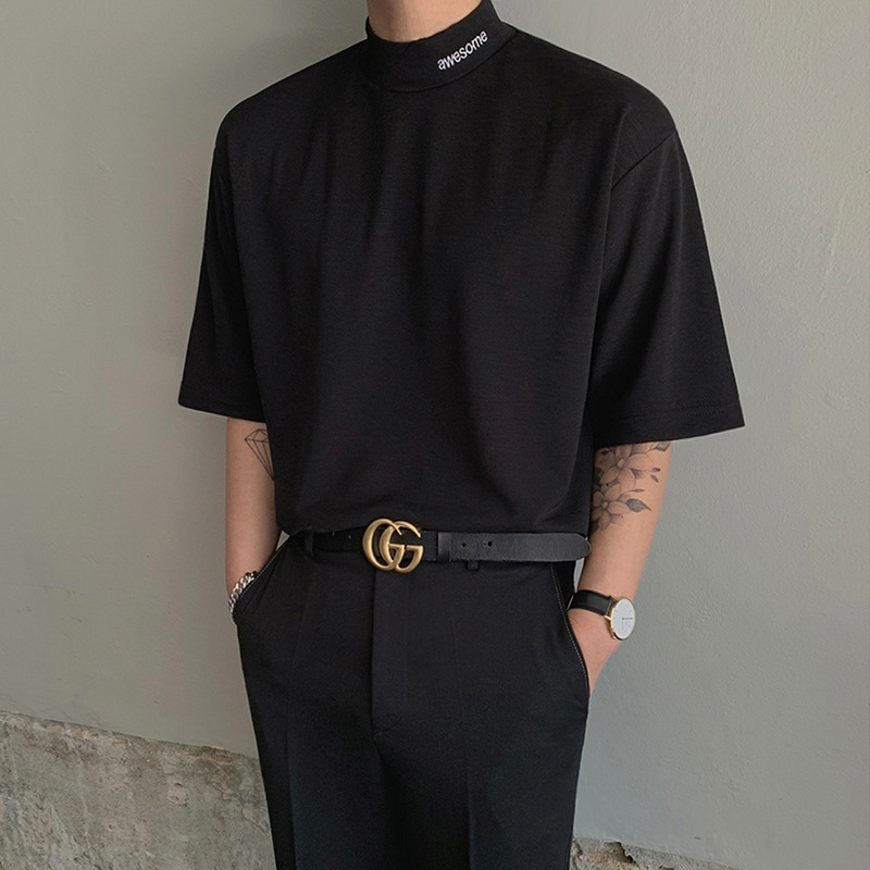 Men's Short Sleeve Solid Color Half 