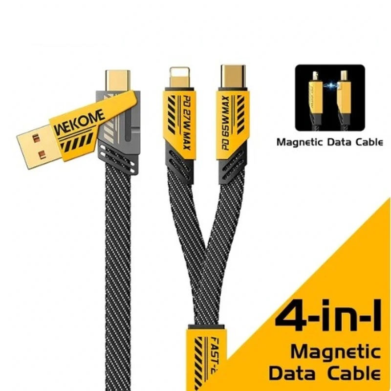 4 in 1 PD Type C to C USB IOS Fast Charging Data Cable Nylon Braided 65W for Samsung Xiaomi Android with Lightning Connector