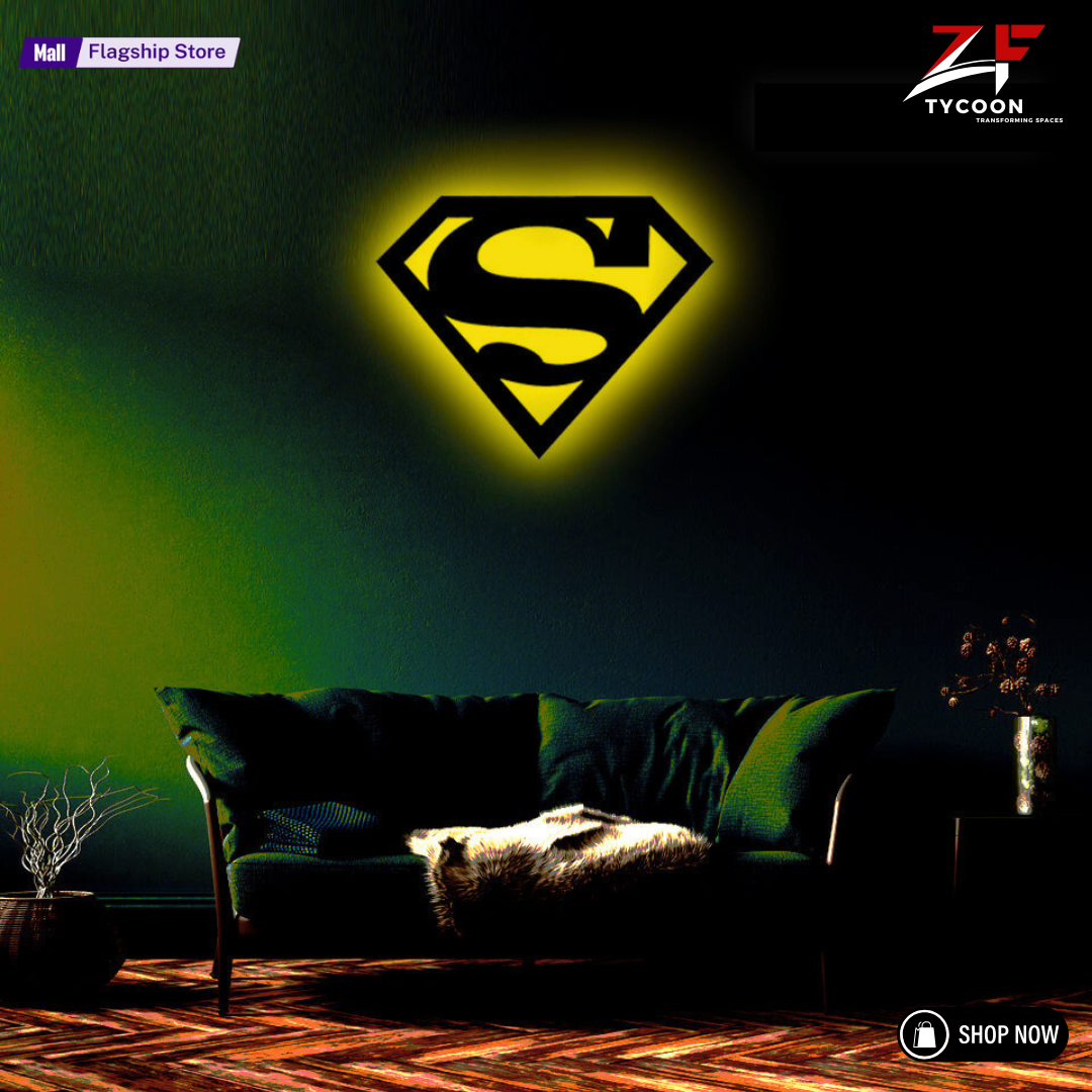 ZF Superman Lamp, Led Gaming Room, Wall Decor Night Lamp, for Gift, Kids Room, Gaming Setup, Gaming Room, Man Cave,Led Lamp,Decore