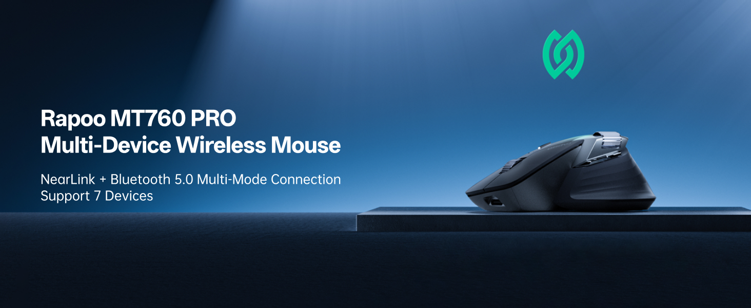 RAPOO MT760 PRO Wireless Mouse Black NearLink + Bluetooth 5.0 Multi-Device, 12K DPI, 2K Polling, Ergo for Work & Gaming, 11 Programmable Buttons 18 0b31351b1545e722c2e275a8e2e9819b
