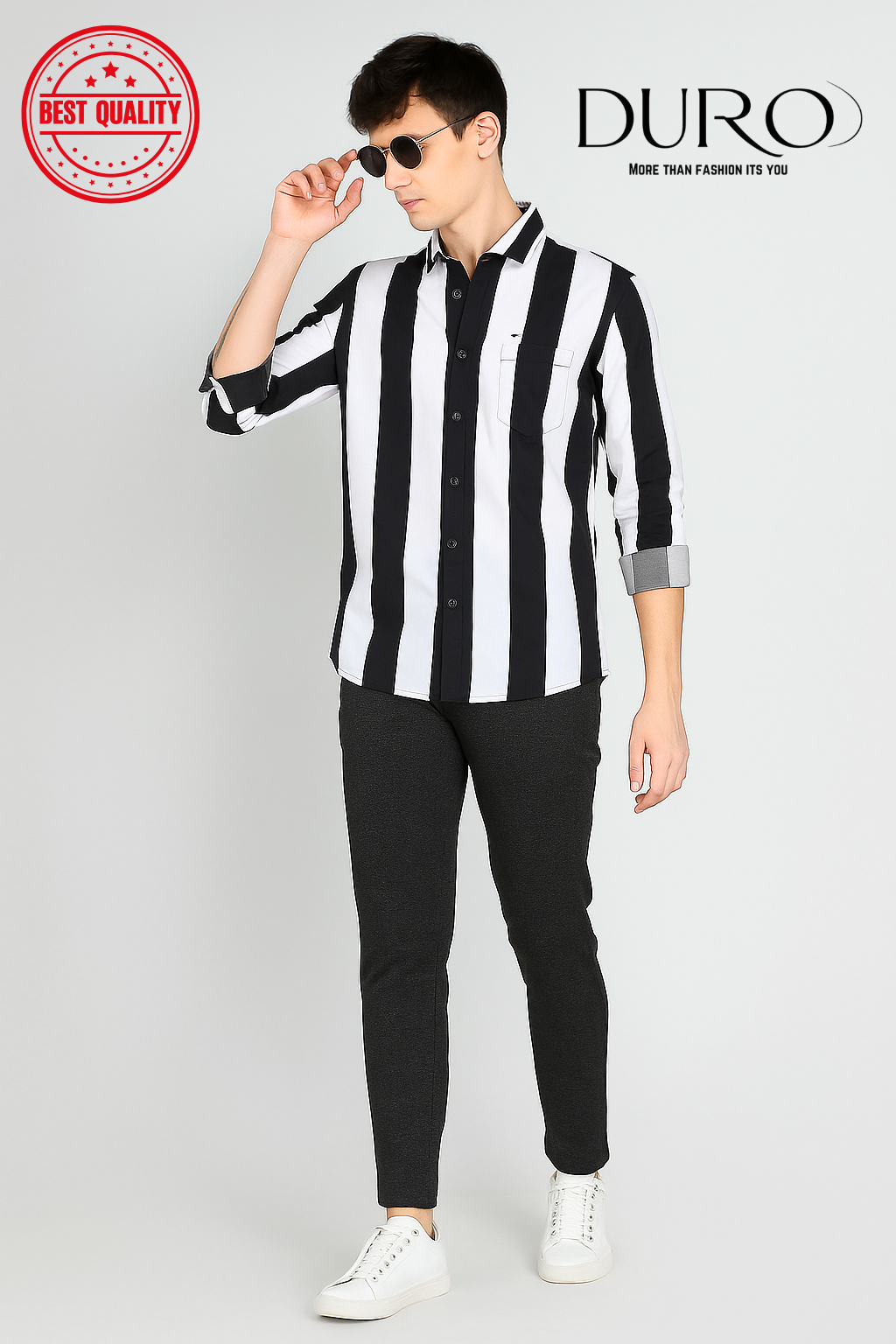 Men's Stylish Black & White Striped Shirt casual & formal wear | Premium  Cotton | Trendy & Comfortable Duro Fashion | Daraz.pk