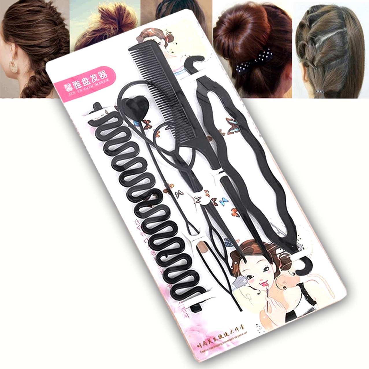 RXN   6PCS Professional Braids & Ponytail Styling Tools Set – DIY Hair Accessories Kit for Women & Girls