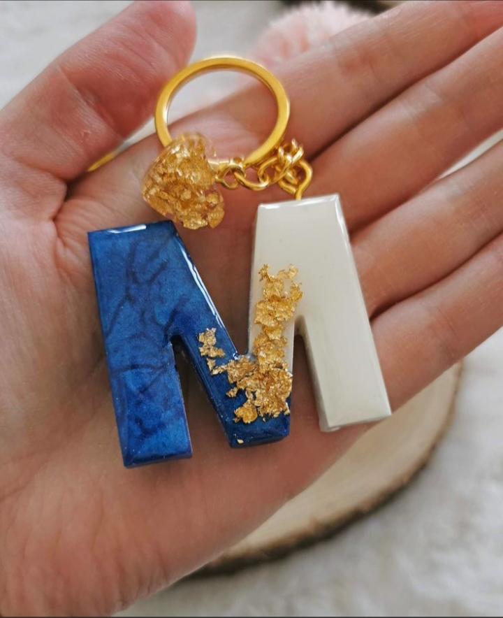 HOT Resin Letter Letter N Keyring Resin Alphabet Keychain Letter