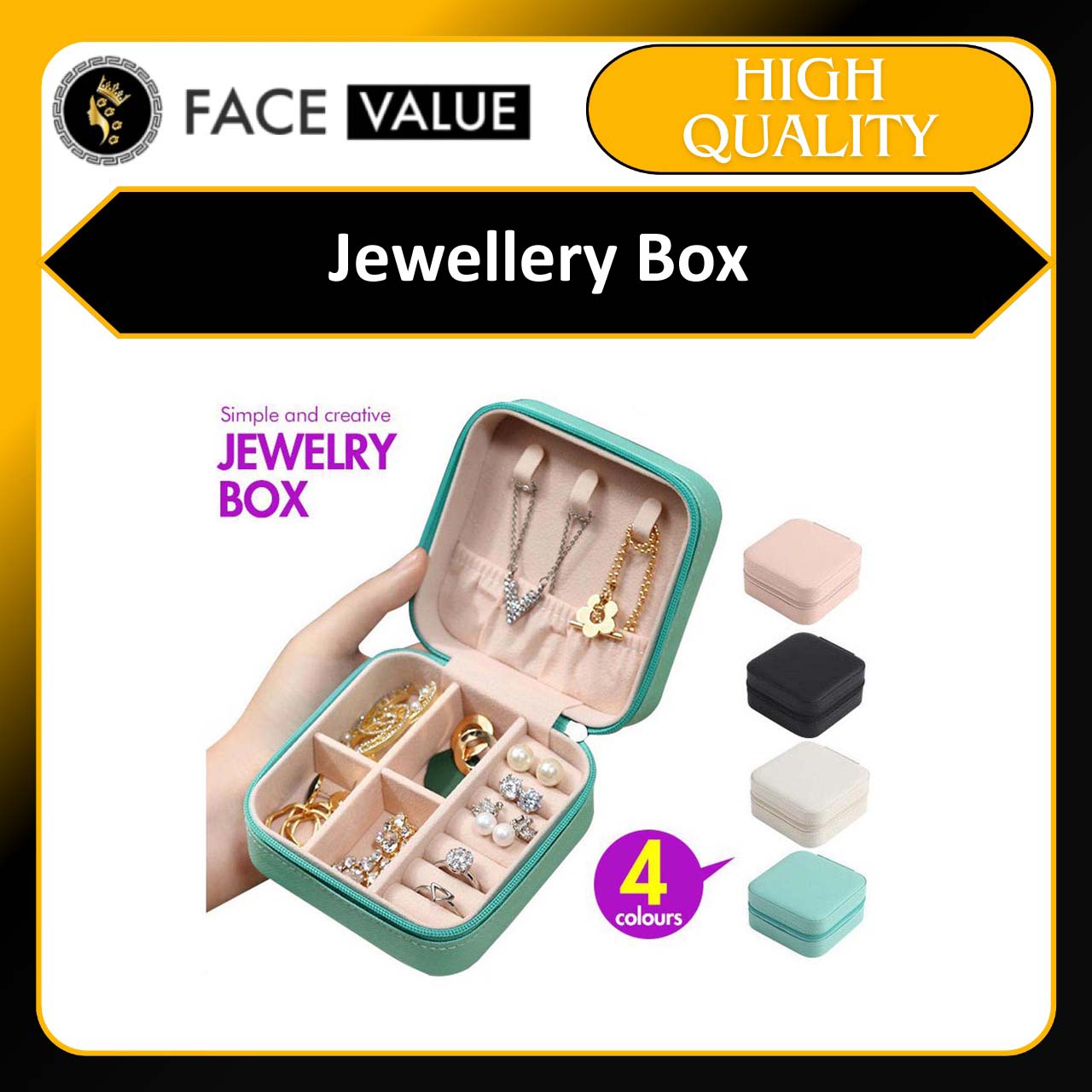 Face VALUE Small Jewellery Box Mini Travel Jewellery Boxes Case, Portable Faux Leather Jewellery Storage Box Organiser for Women Girls