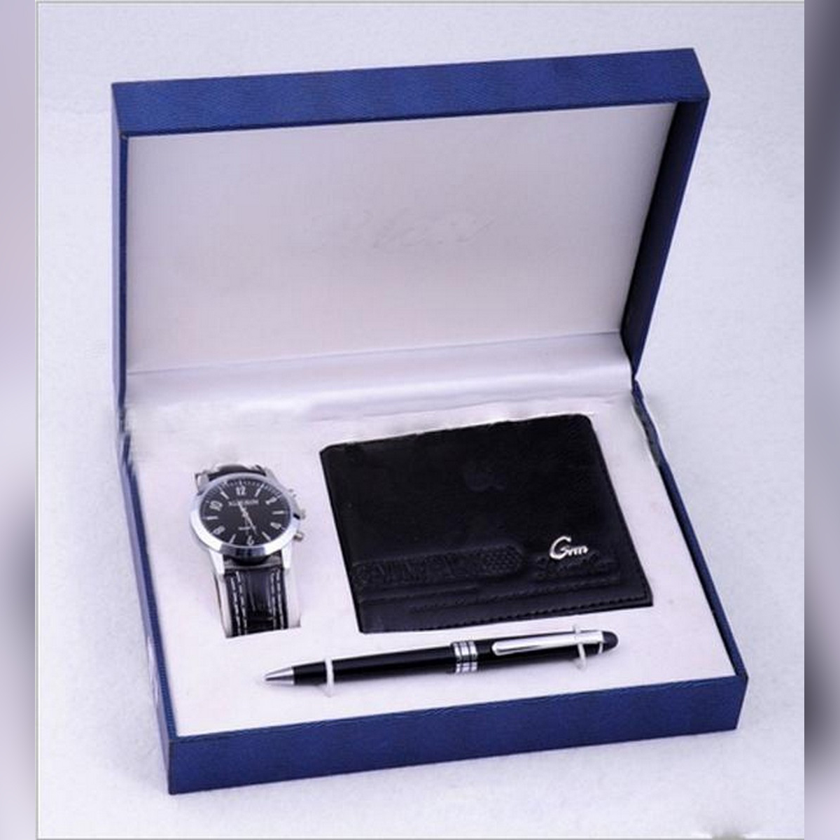 4pcs/set Men's Watch Gift Set Including 1pc Men's Watch + 1pc Wallet +  1pair Cufflinks + 1pc Pen With Gift Box | SHEIN USA