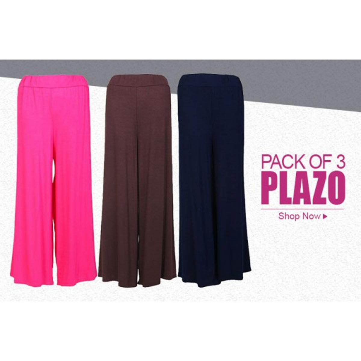 Women Wide Leg Comfortable Plazo For Women And Girls Pack Of 3