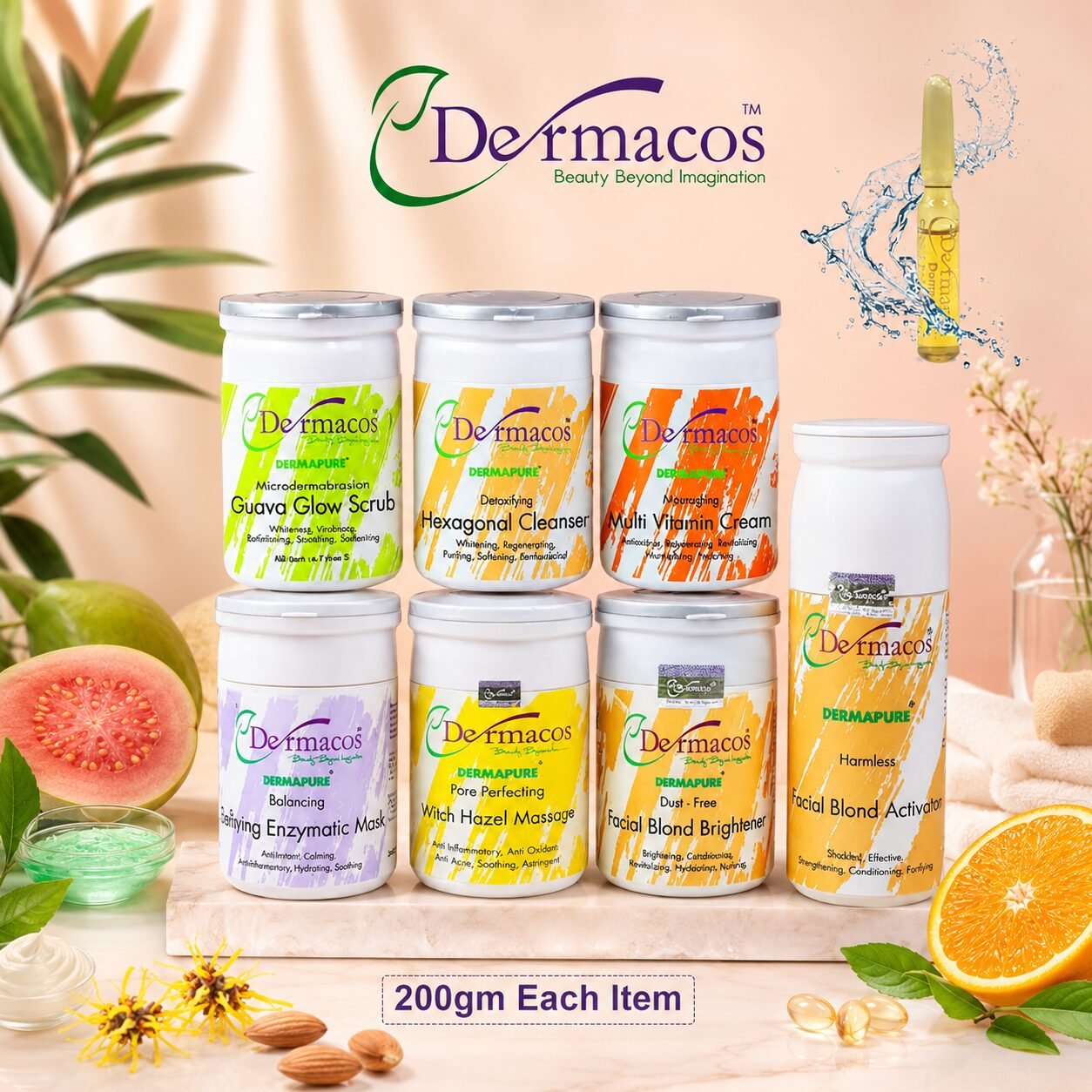 Brighten Up Facial Kit (200gm) Pack of 7 + Skin Brightening Ampoule (2ml) | Personal Care Set