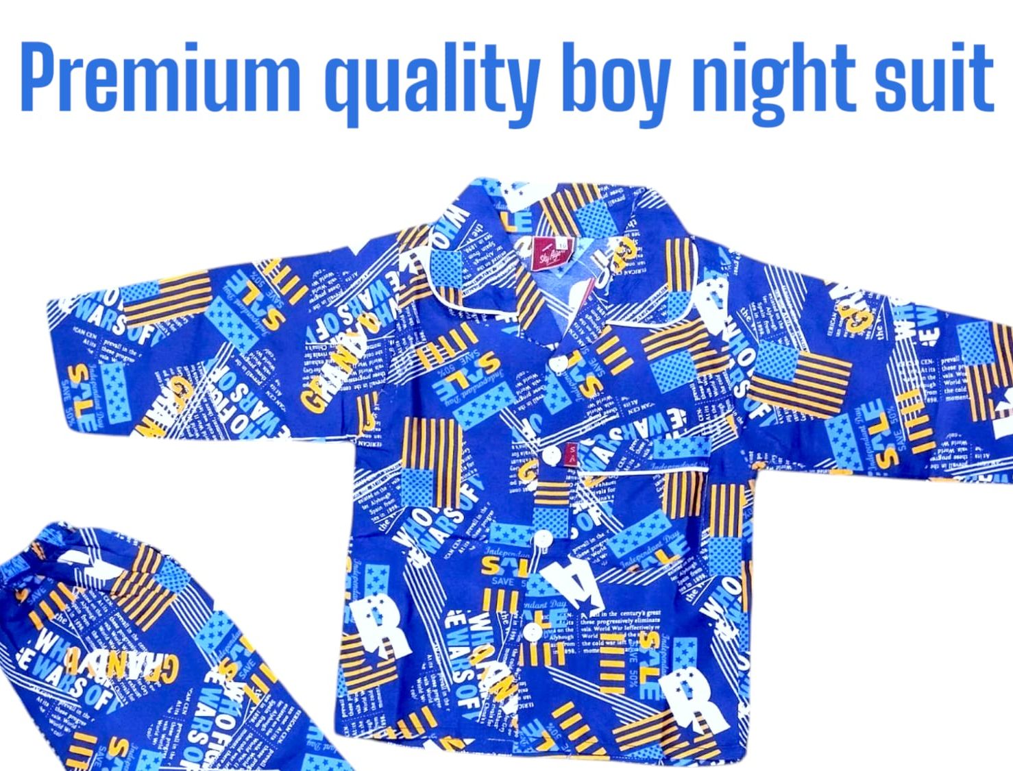 Kids Cotton Nightwear Set with Button-Down Collar - Assorted Patterns for Boys & Girls