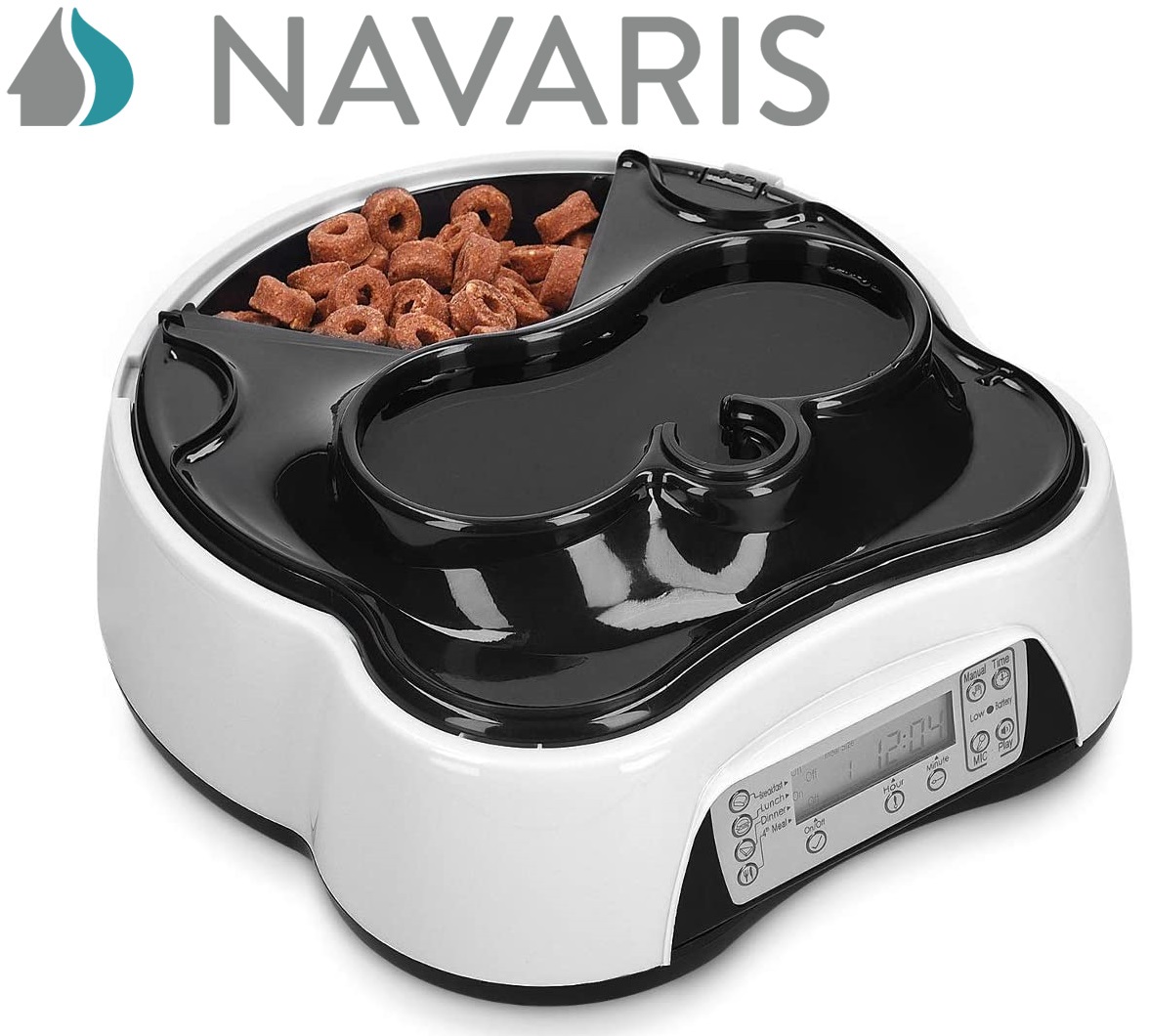 Navaris Automatic Food and Water Dispenser 4 Meal Pet Feeder Drinking Station with Timer for Dog Cat Rabbit Auto Timed Animal Feeding Station Daraz.pk