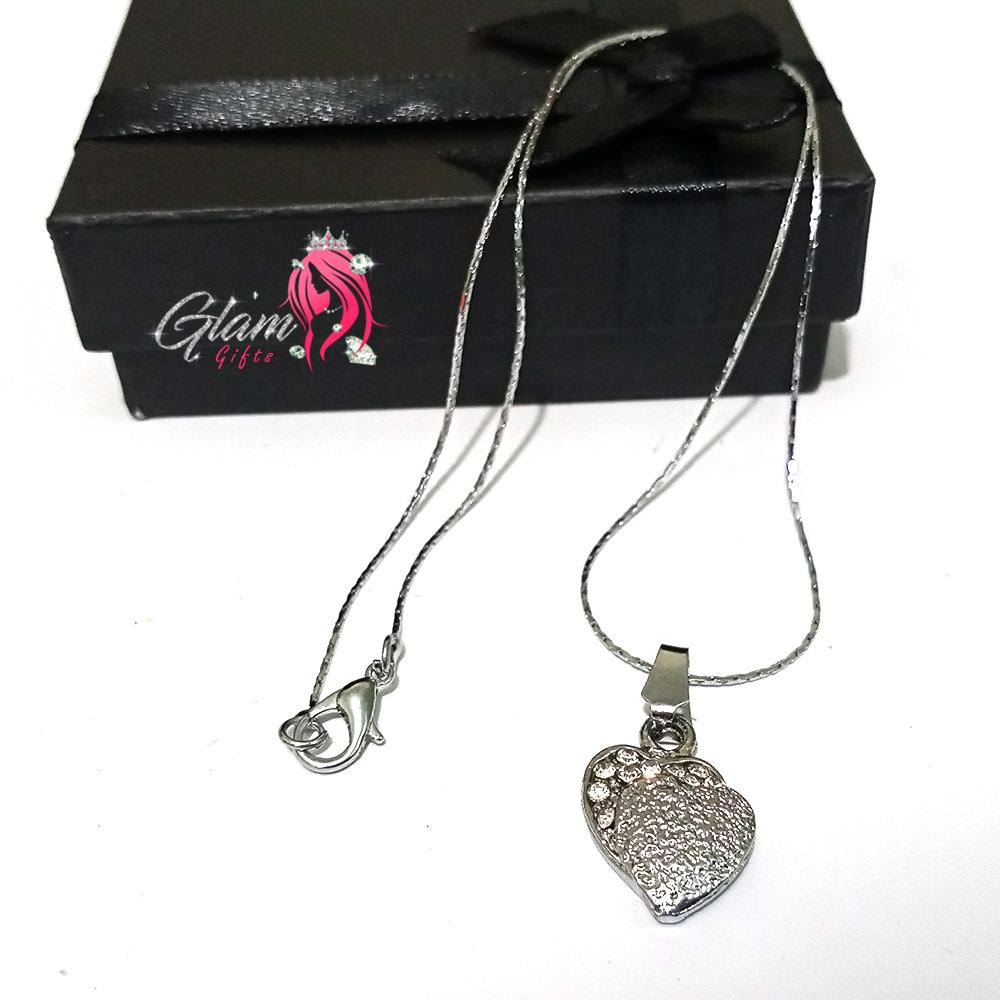 Dual Silver Heart Pendant Necklace for Friends with Gift Box