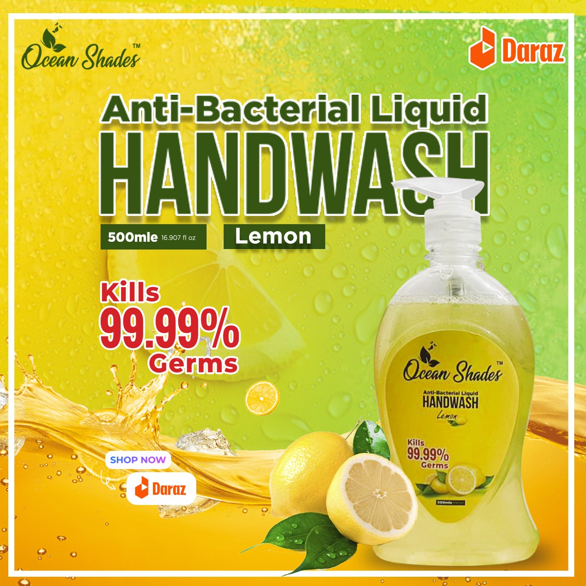 Ocean Shades Lemon Antibacterial Handwash – 500m