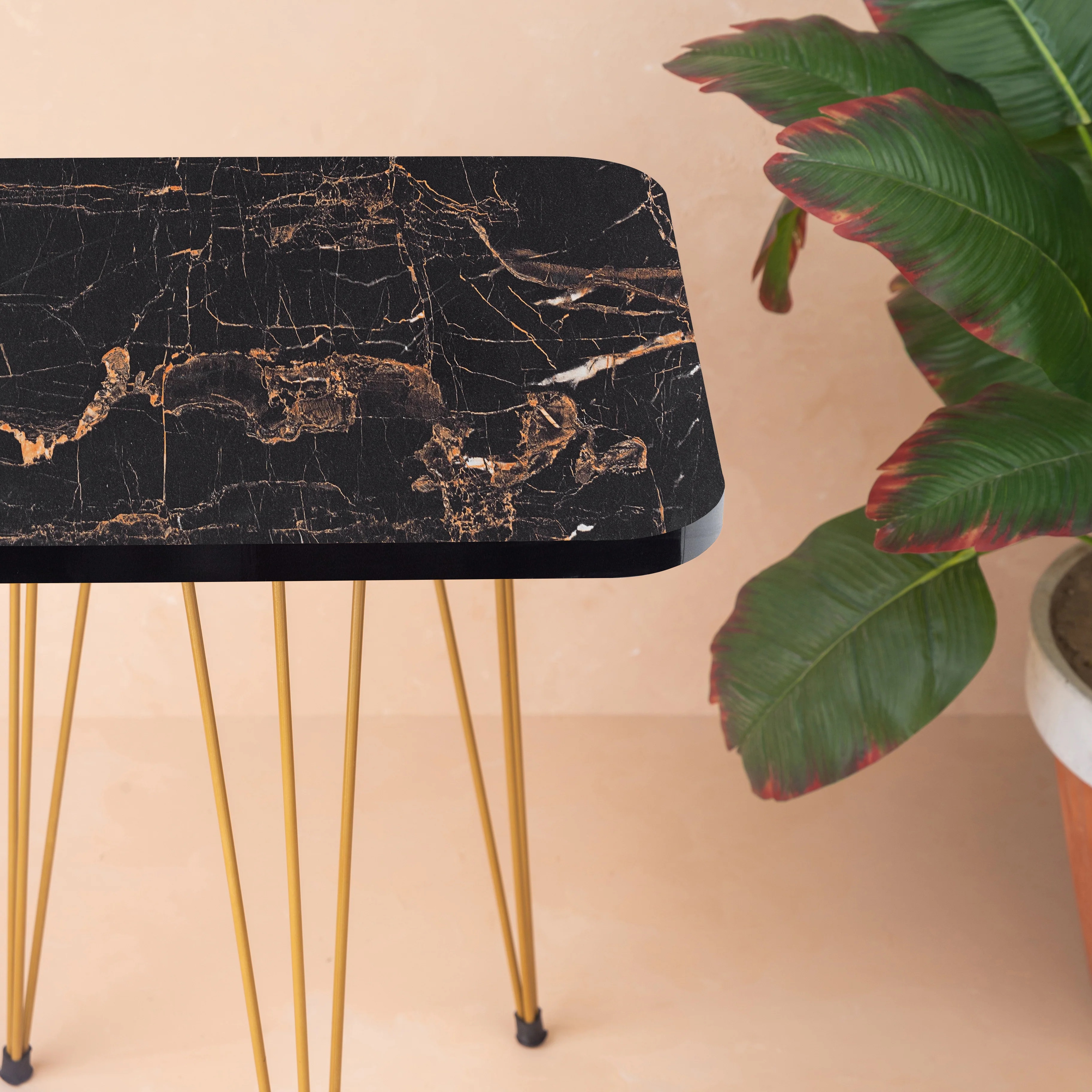 YES TO DECOR  3/ 1  Pcs Nesting Table Set Square Metal Legs Table Set High Quality Glossy Top Waterproof MDF – Black Square