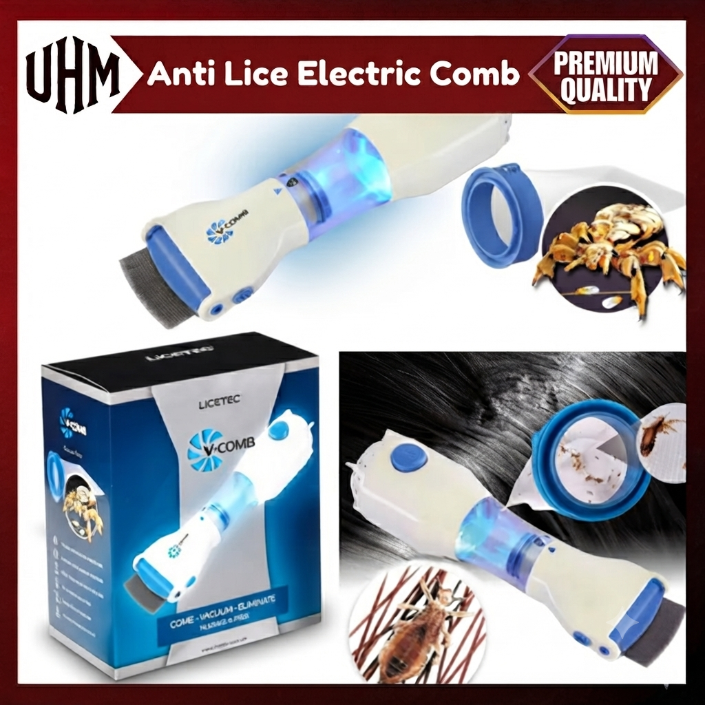 V Comb, Anti Lice Electric Comb, Head Lice Machine with Filters, Lice Removal Machine, Anti Lice Machine with Steel Comb, Rechargeable Anti Lice Comb with 4 Filters, Lice Egg Removal Machine V Comb Electronic Head Lice Removal Machine Anti Lice Machine