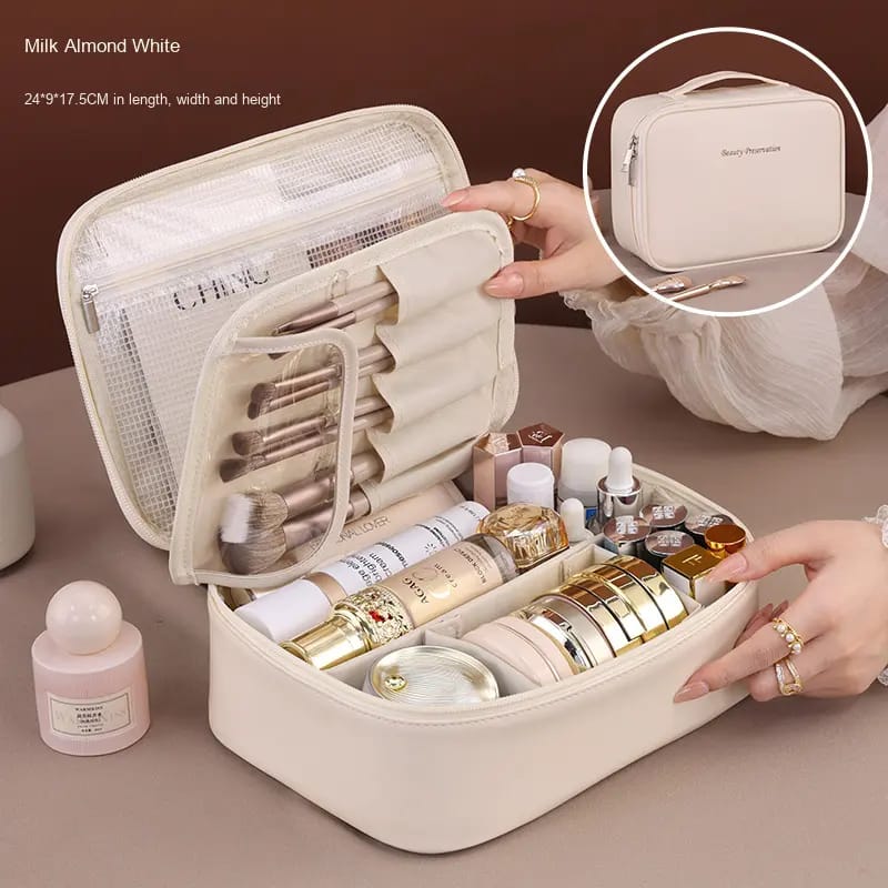 Chicapo Waterproof Cosmetic Organizer Bag For Women Large Capacity PU Makeup Storage Travel Case Model PUHZB0146