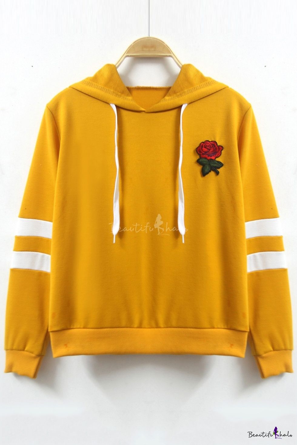 yellow hoodie with rose